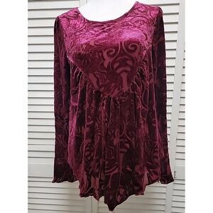 Ultra Pink Top Womens S Purple Floral Burnout Velvet Boho Festival Whimsigoth